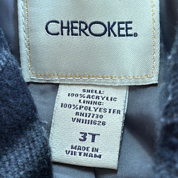 5/$25🦋 Cherokee brand plaid double breasted pea coat, size 3T. Good condition. - Picture 3 of 7